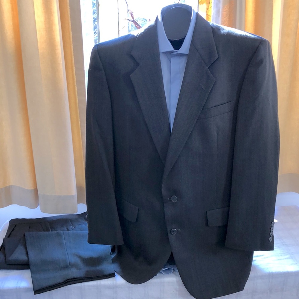 $595 Hart Schaffner & Marx Heritage Plus Gray wool Suit Men’s 42L 34X31 Preowned